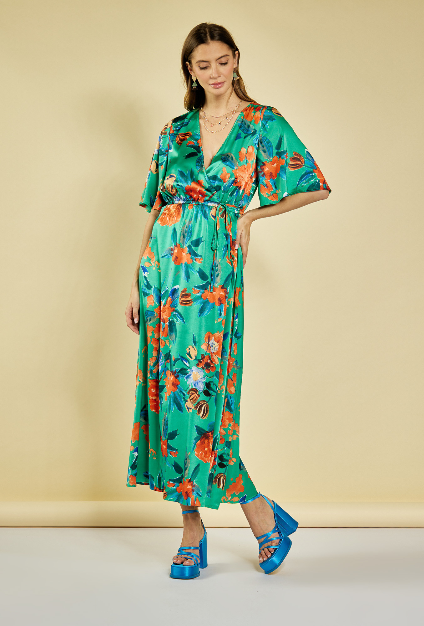 Monnari Šaty Dlouhé šaty s obálkovým výstřihem Multicolor 42