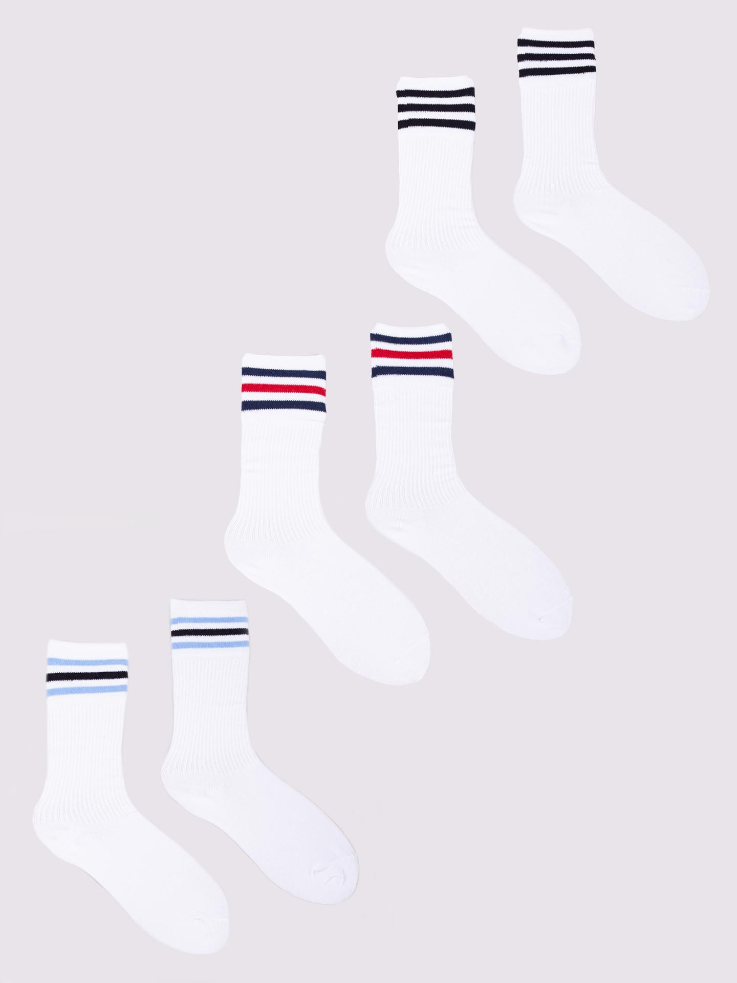 Yoclub Pánské ponožky Basic Colours 3-Pack SKA-0130U-0100 White 43-46