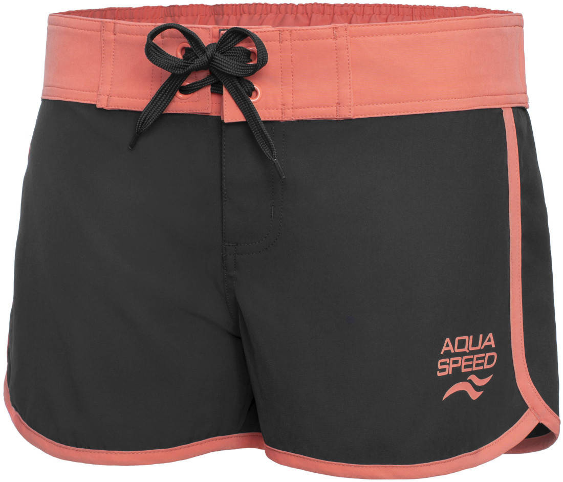AQUA SPEED Plavecké šortky Viki Graphite/Coral Pattern 36 S