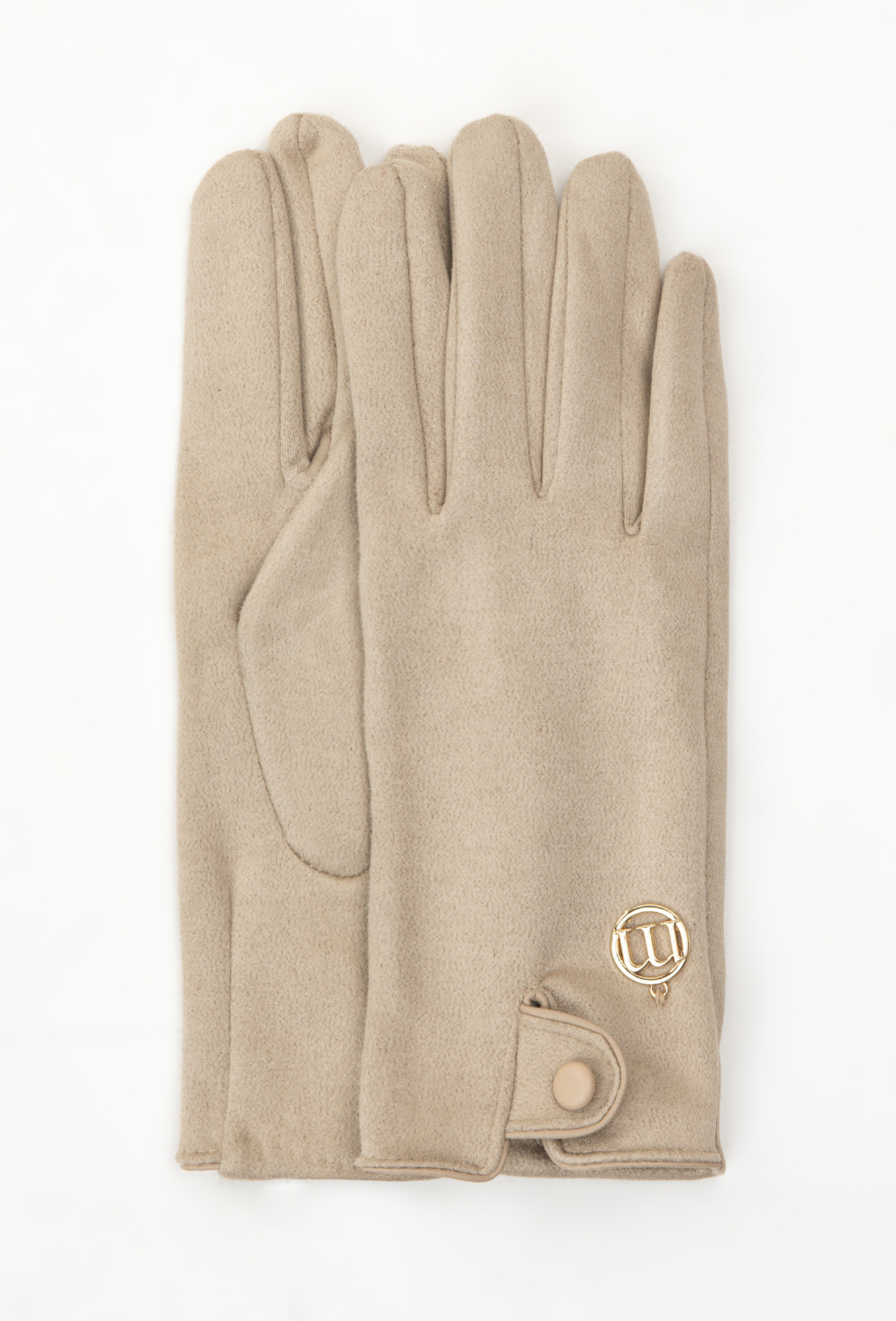 Monnari Rukavice Dámské rukavice s ozdobným knoflíkem Beige L/XL