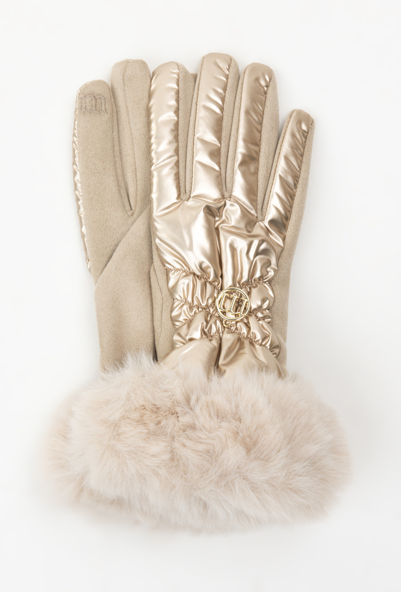 Monnari Rukavice Dámské rukavice s kožešinou Beige L/XL