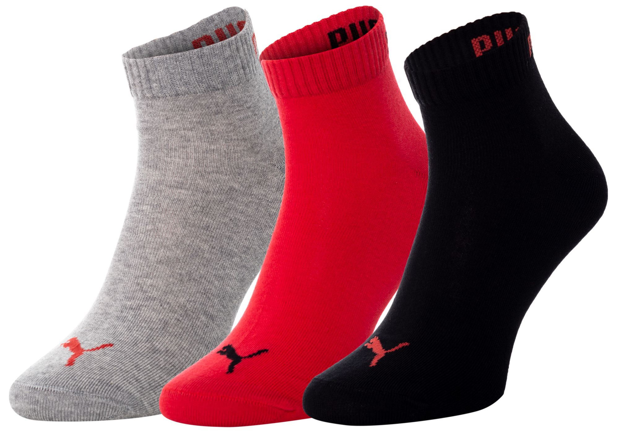 Puma 3Pack ponožky 906978 Červená/šedá/černá 35-38