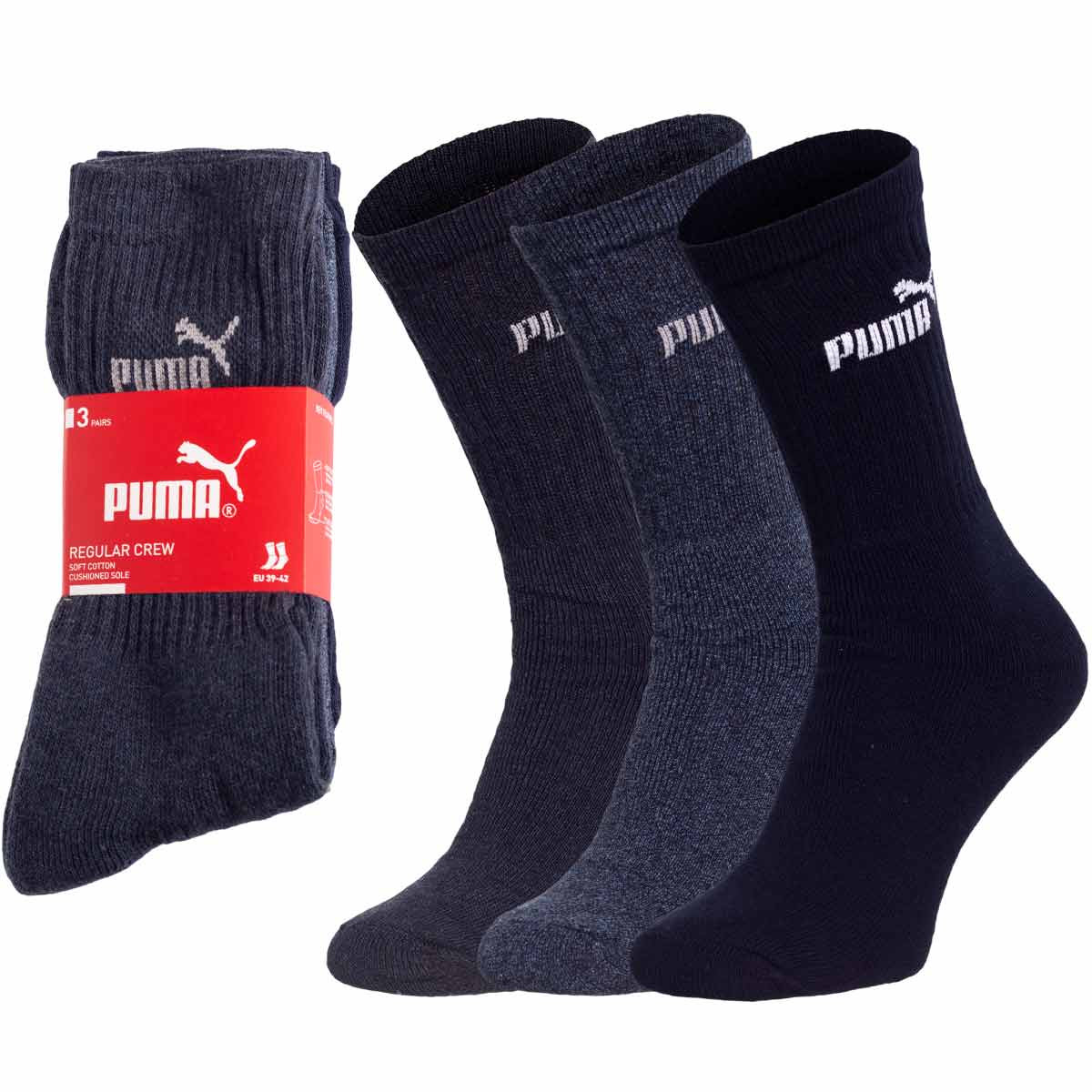 Puma 3Pack Ponožky 883296 Námořnická modrá 39-42