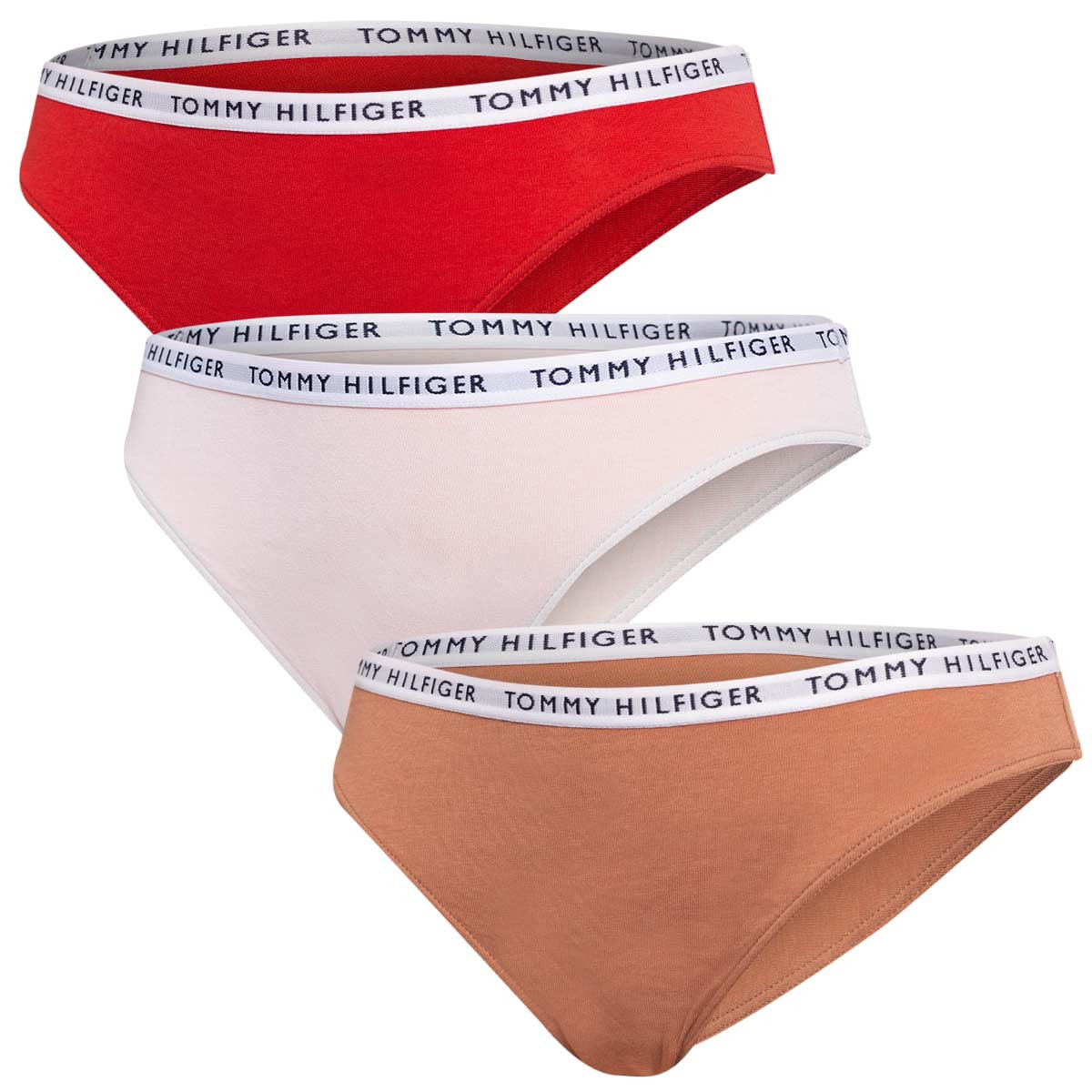 Tommy Hilfiger 3Pack tanga kalhotky UW0UW028280R2 Brown/Red/Ecru S
