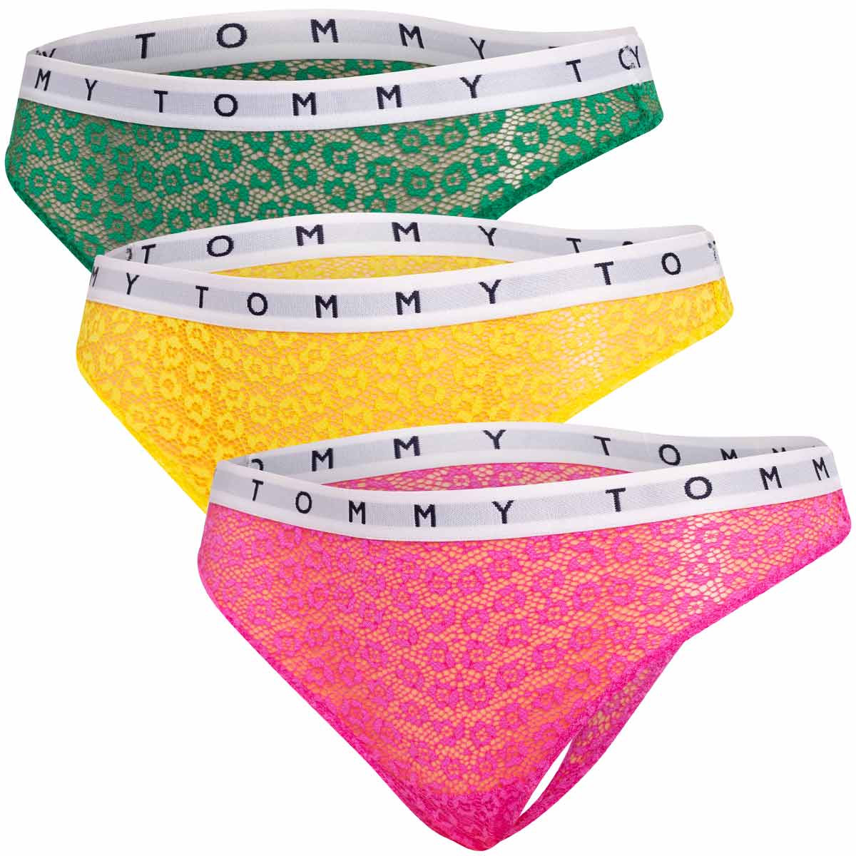 Tommy Hilfiger 3Pack tanga kalhotky UW0UW025240Y0 Yellow/Green/Pink S