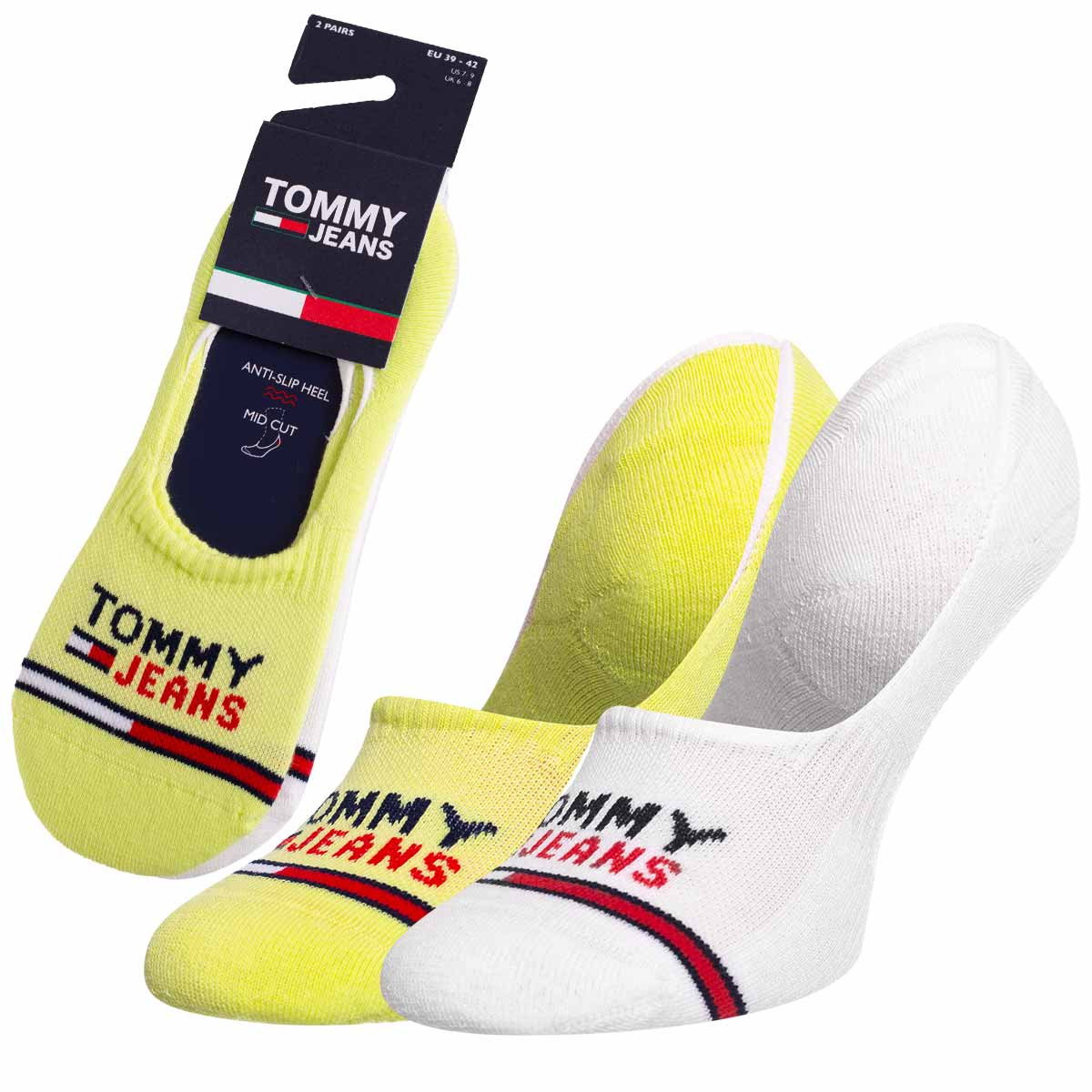 Ponožky Tommy Hilfiger Jeans 2Pack 701218959008 White/Neon Yellow 43-46
