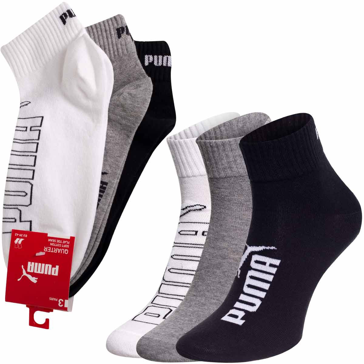 Puma 3Pack Socks 90798901 Grey/Black/White 43-46