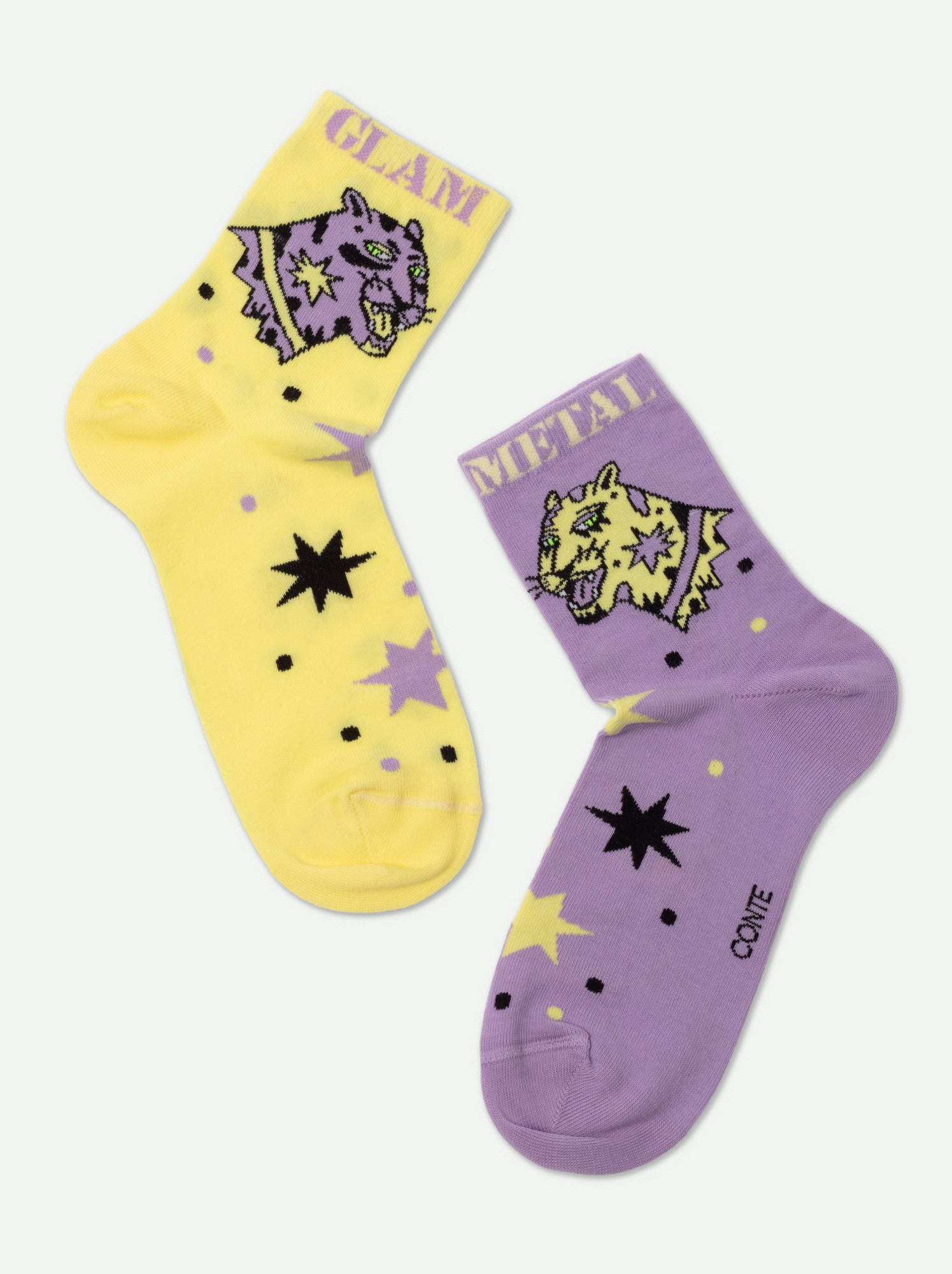 CONTE Ponožky 386 Yellow-Lilac 36-39