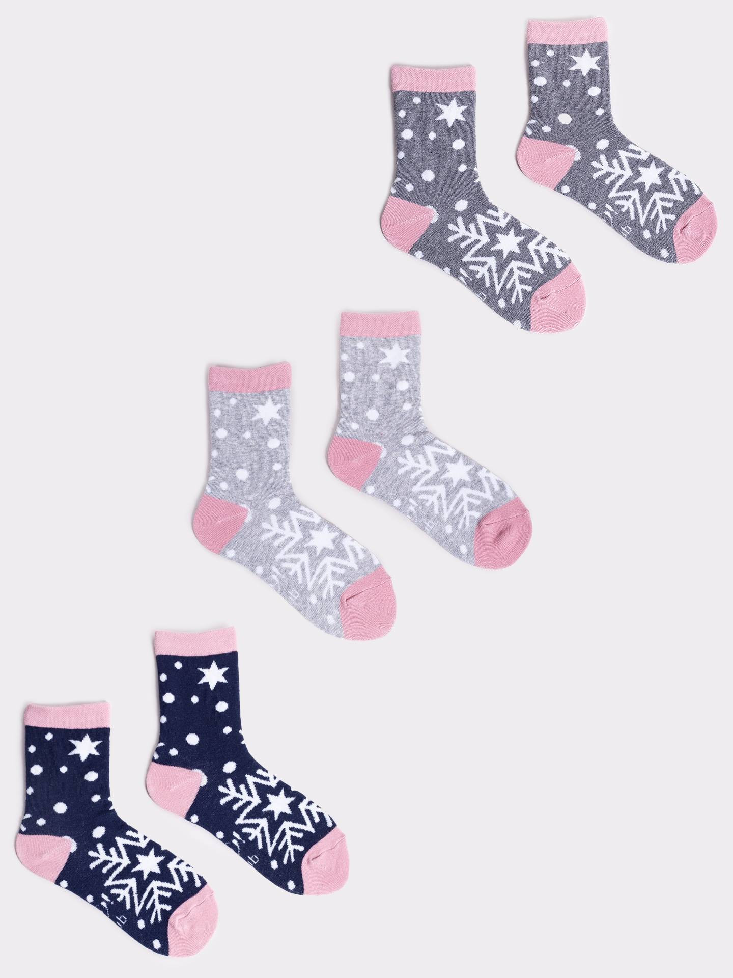 Yoclub Vánoční ponožky 3-pack SKA-X044G-AA00 Vícebarevné 20-22