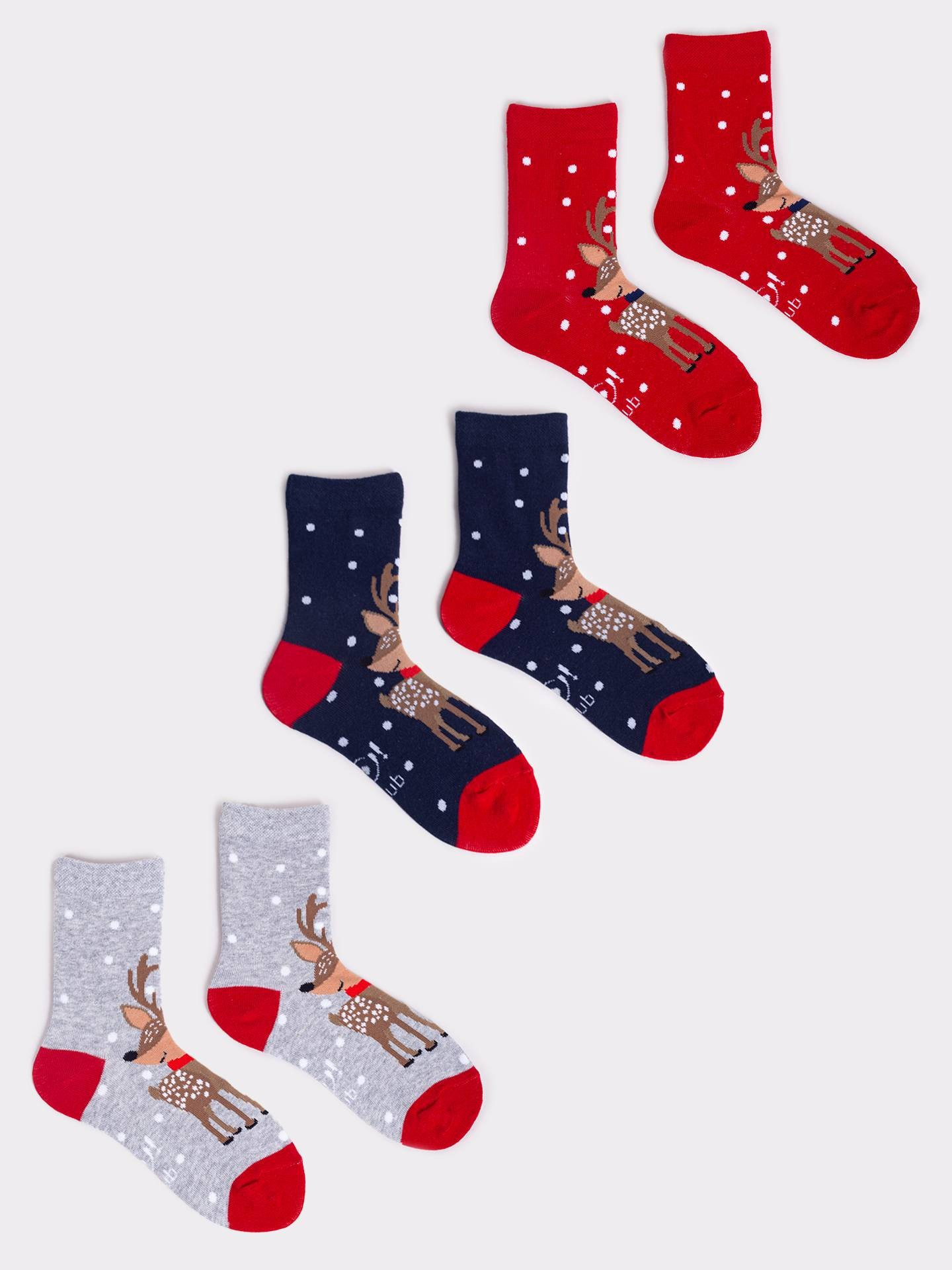 Vánoční ponožky Yoclub 3-Pack SKA-X045G-AA00 Vícebarevné 23-26