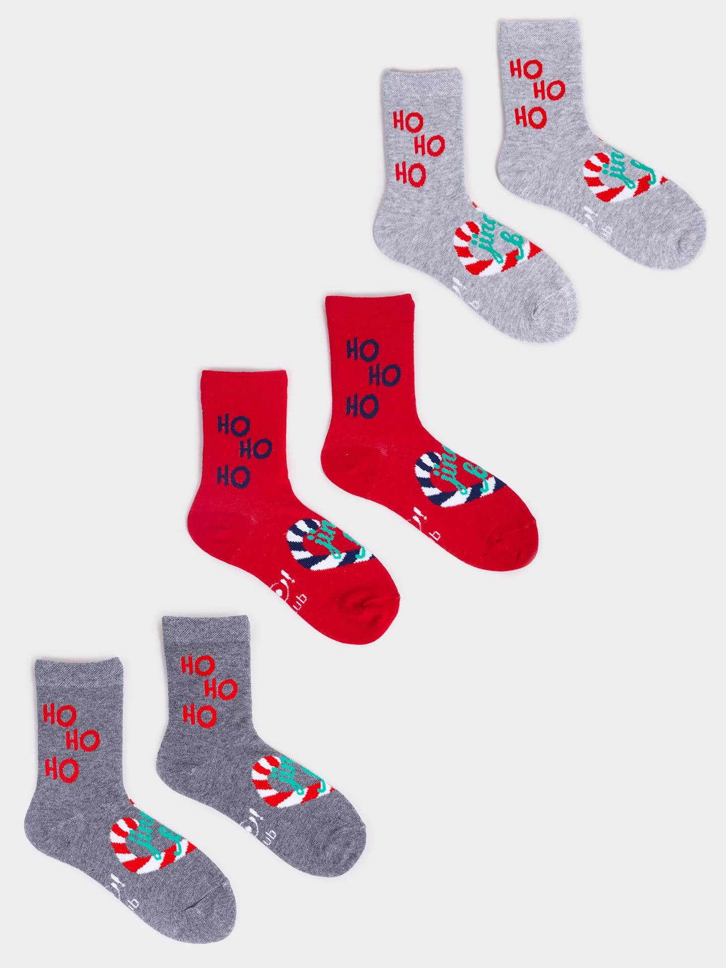 Yoclub Vánoční ponožky 3-pack SKA-X046U-AA00 Vícebarevné 20-22