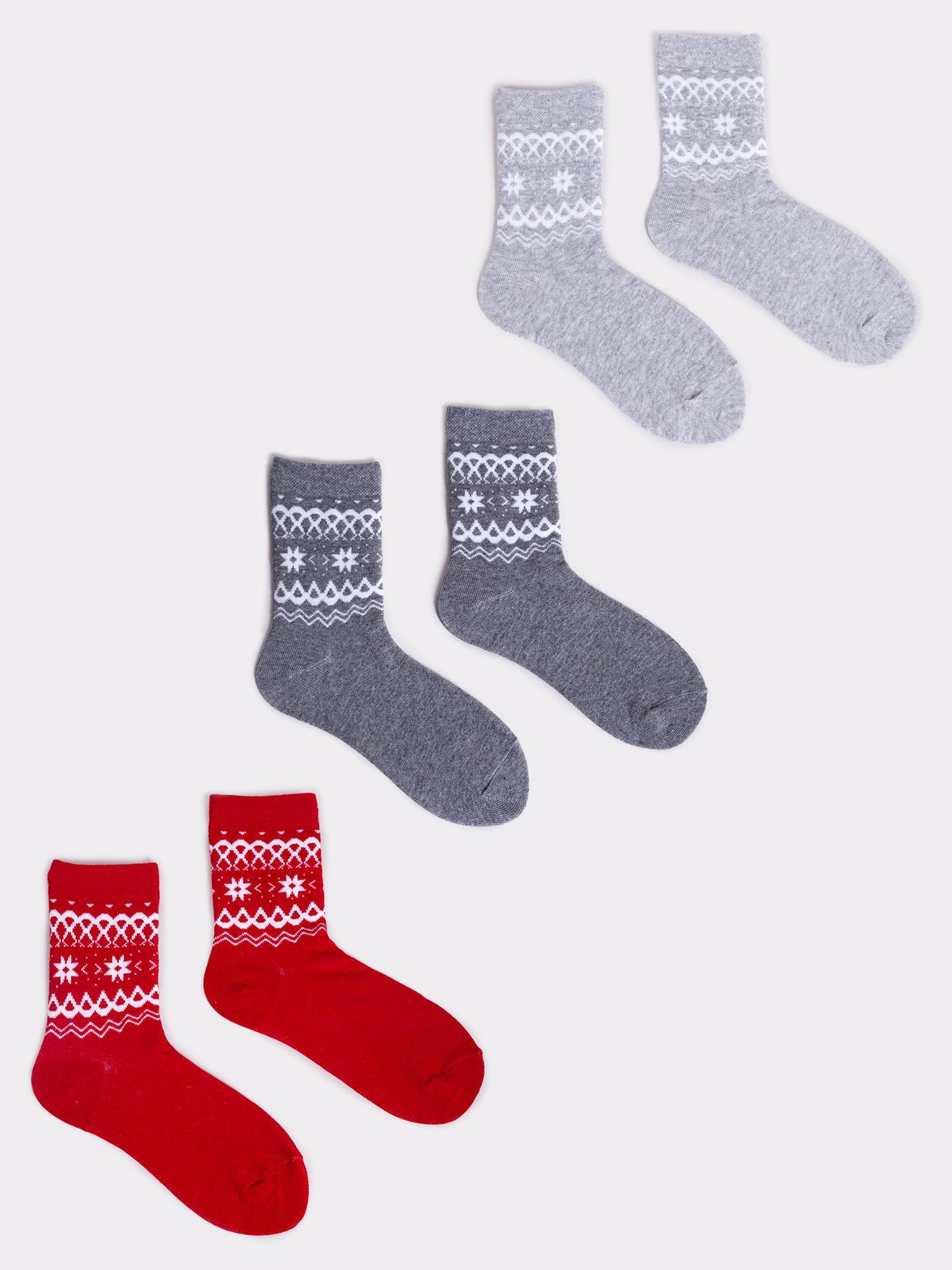 Yoclub Vánoční ponožky 3-pack SKA-X047U-AA00 Vícebarevné 20-22