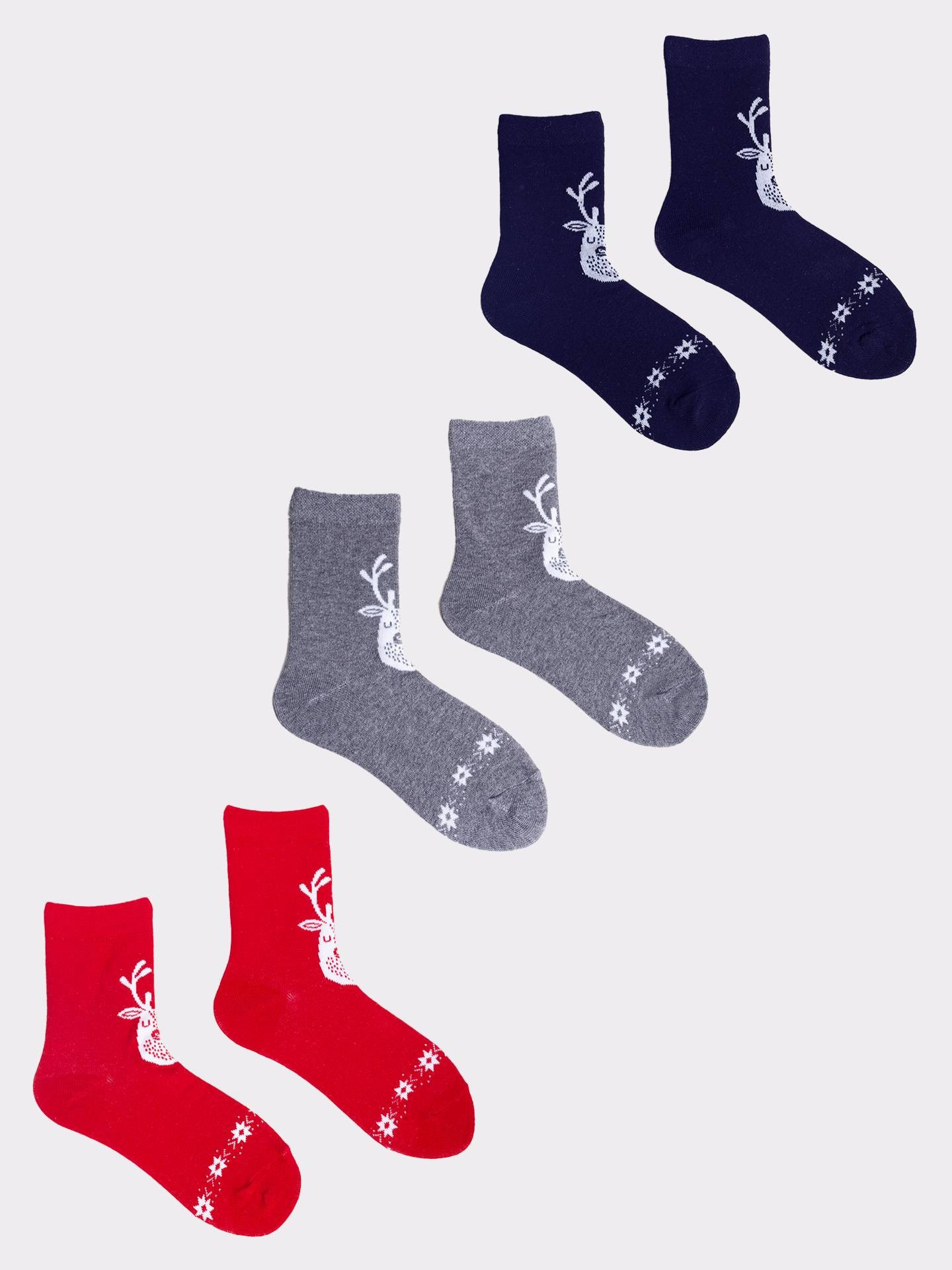 Yoclub Vánoční ponožky 3-pack SKA-X048U-AA00 Vícebarevné 35-38