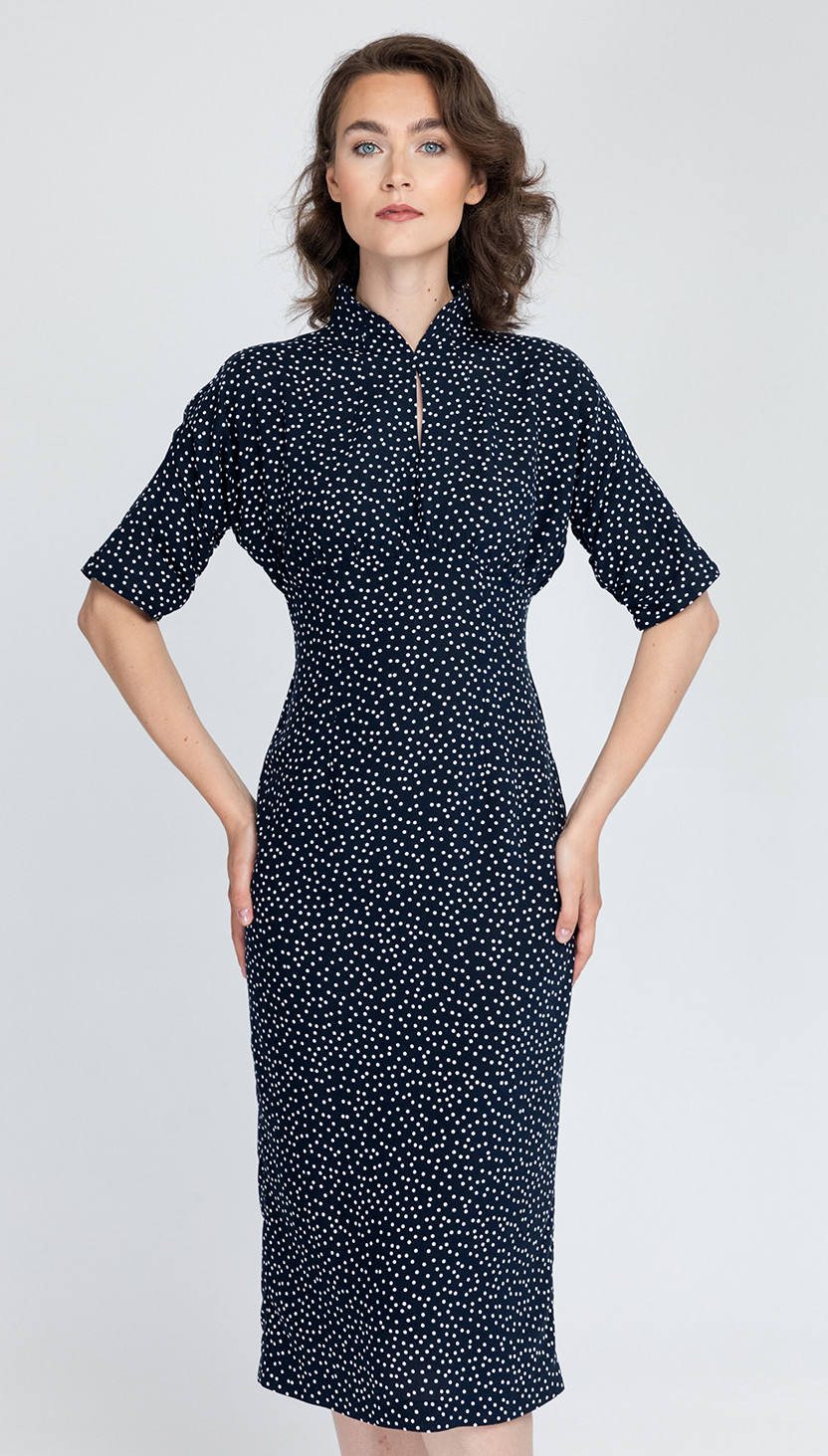 Benedict Harper Dress Lara Navy Blue/Dots XS