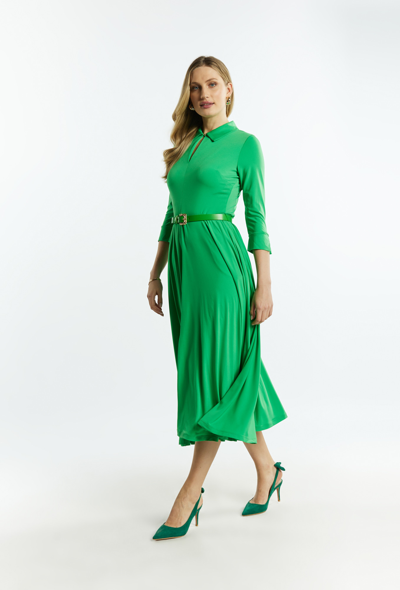 Monnari Šaty Dámské šaty s páskem Zelená 44