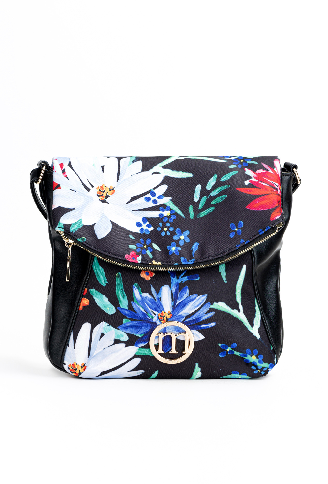 Monnari Bags Dámská kabelka s květinovým motivem Multi Black OS