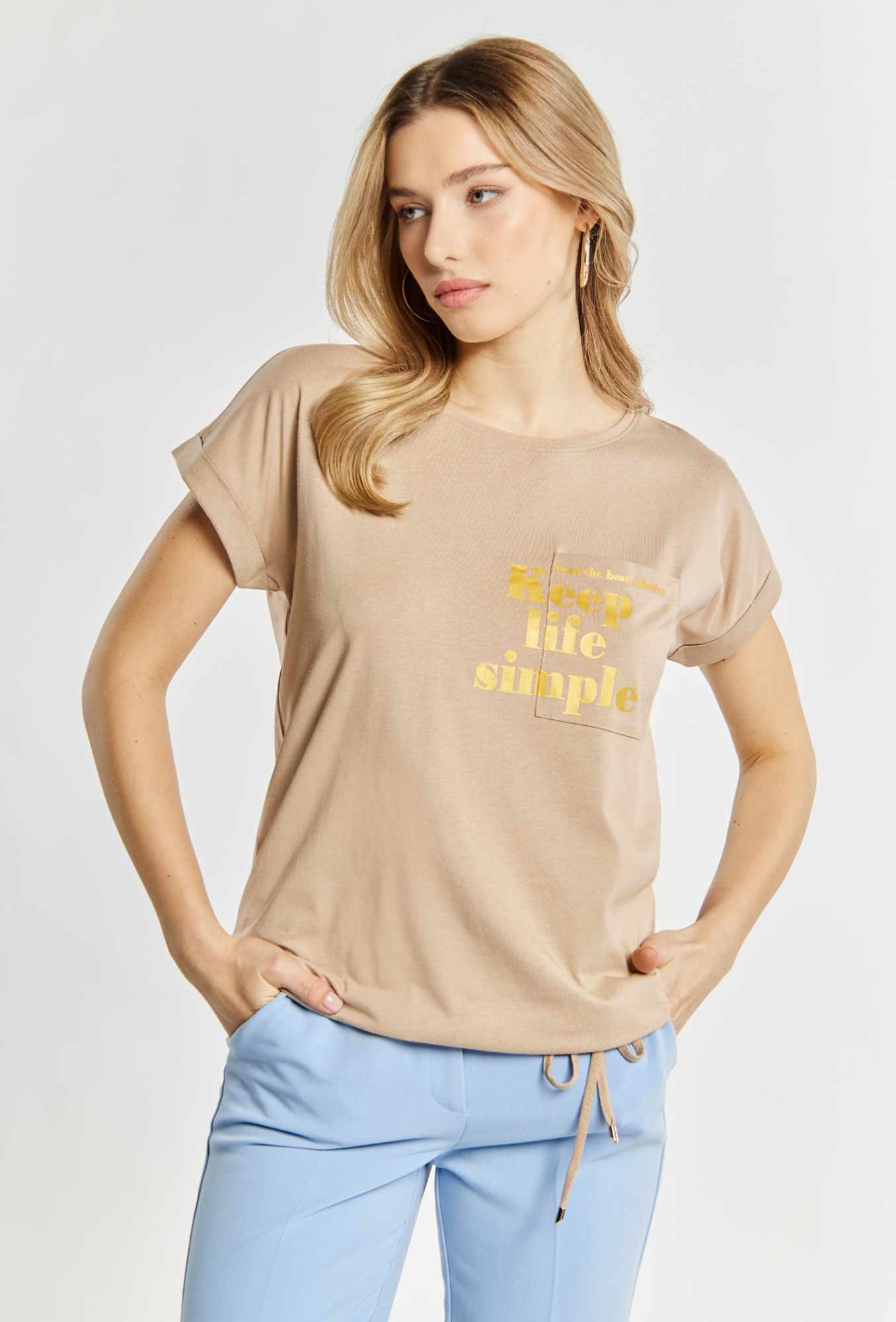 Monnari Trička Dámské bavlněné tričko Beige M