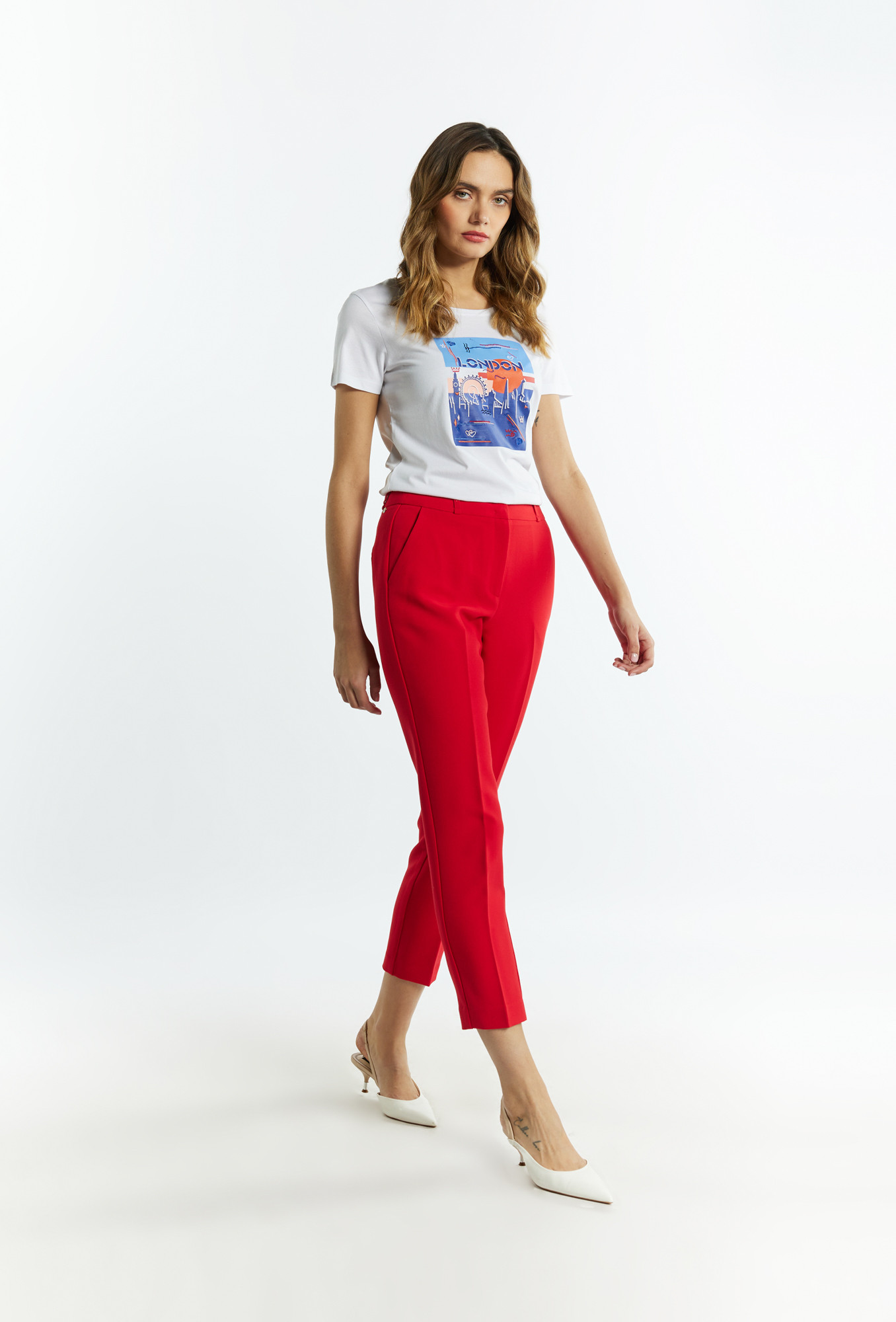 Monnari Elegantní kalhoty Elegantní dámské kalhoty Červená barva 40