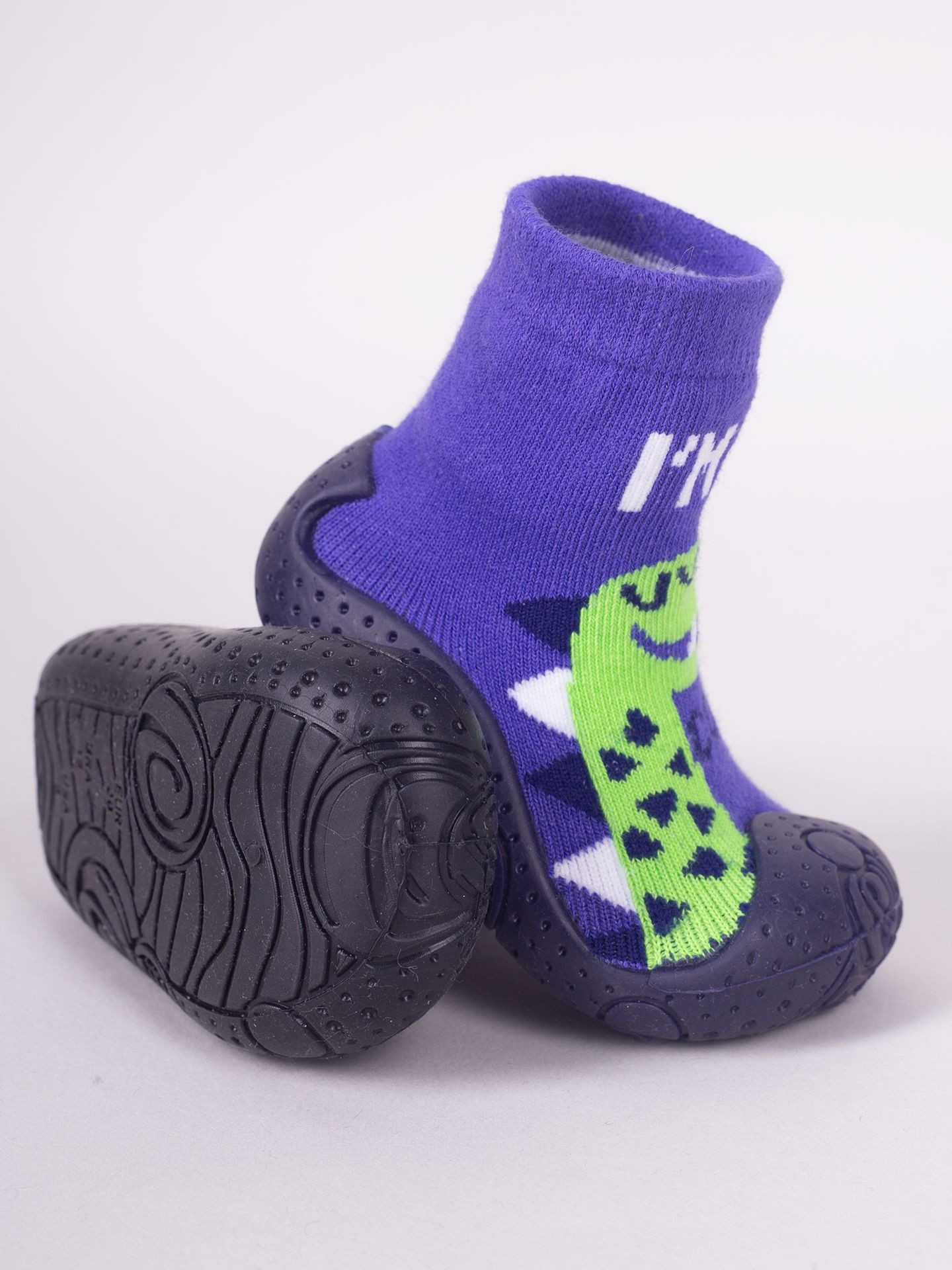 Yoclub Dětské chlapecké protiskluzové ponožky s gumovou podrážkou P3 modré 22