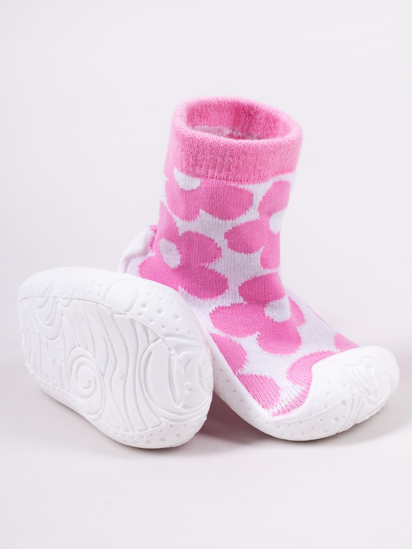 Yoclub Dětské dívčí protiskluzové ponožky s gumovou podrážkou P3 Pink 20