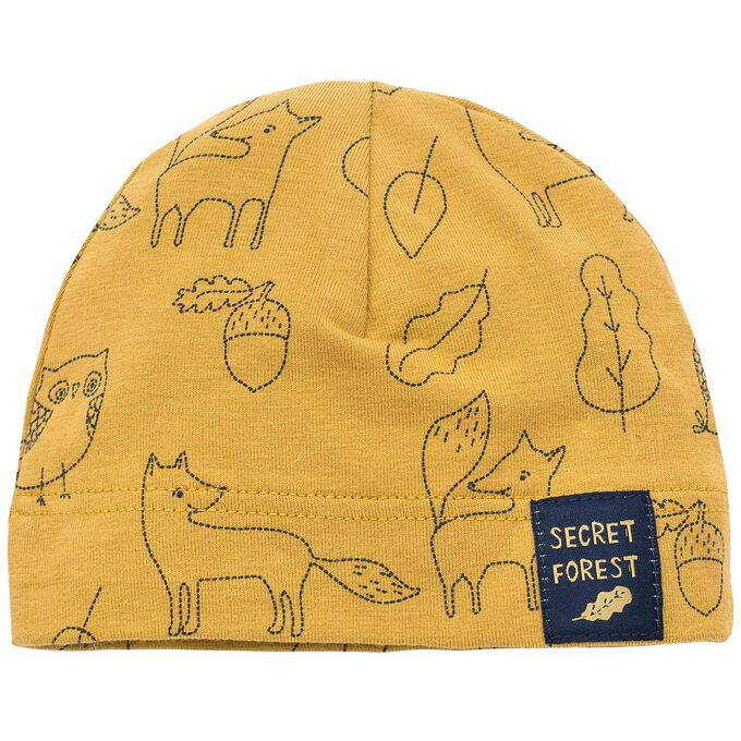 Čepice Pinokio Secret Forest Bonnet Curry Pattern 68