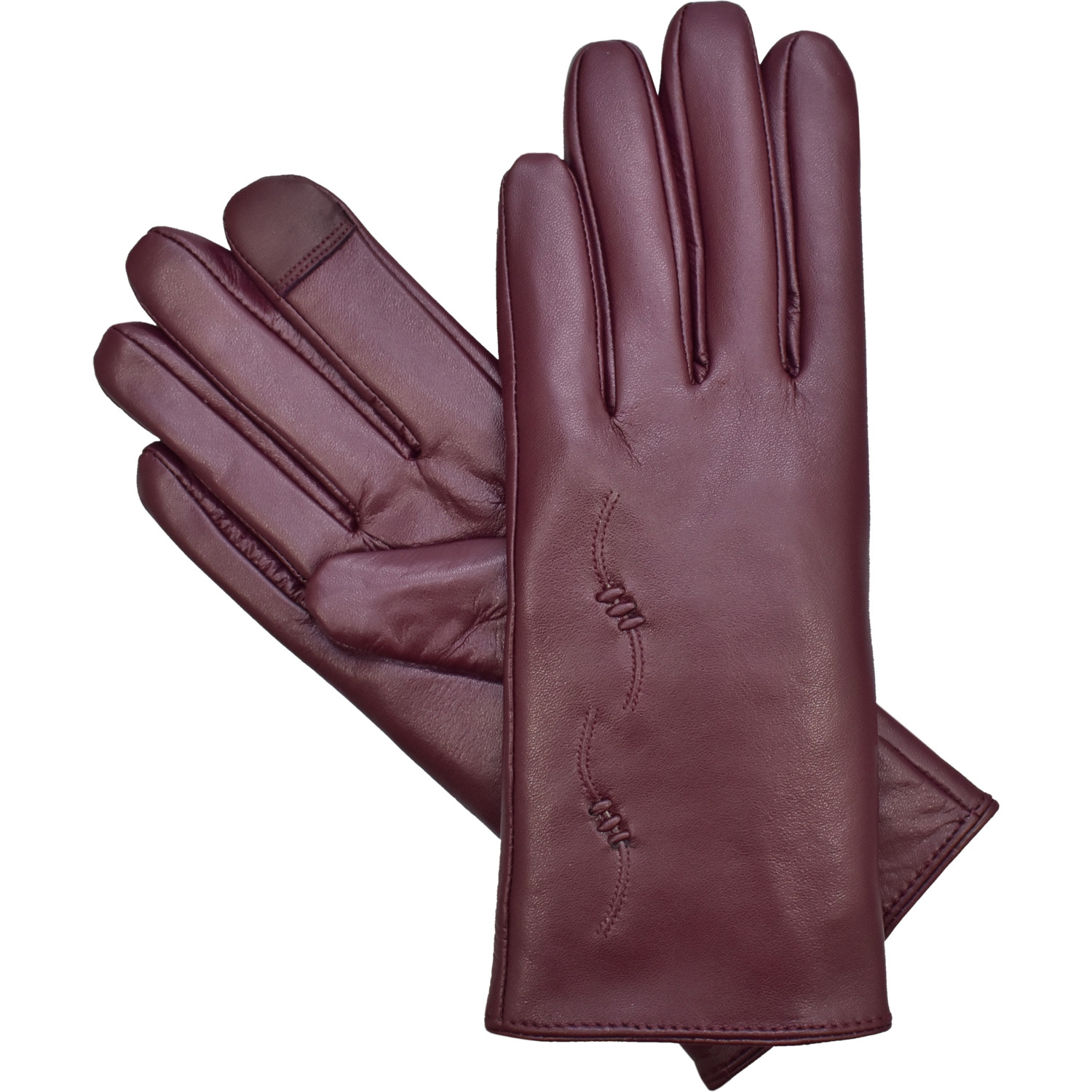 Semiline Dámské kožené antibakteriální rukavice P8205-3 Crimson L