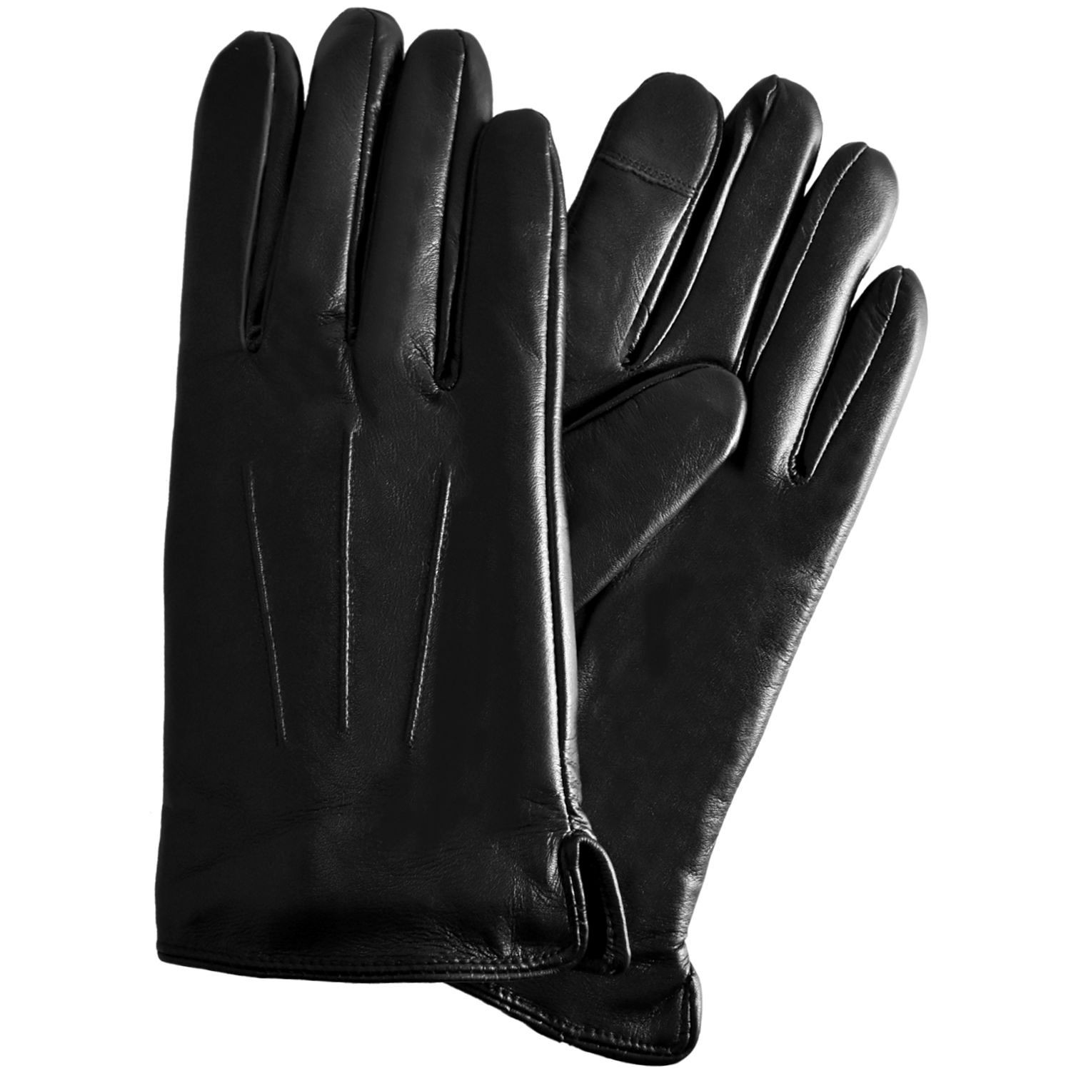 Semiline Dámské kožené antibakteriální rukavice P8207 Black S