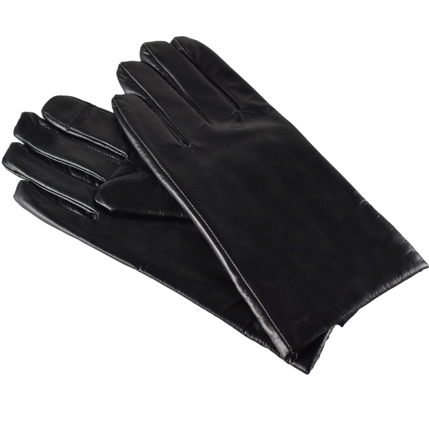 Semiline Dámské kožené antibakteriální rukavice P8211 Black S