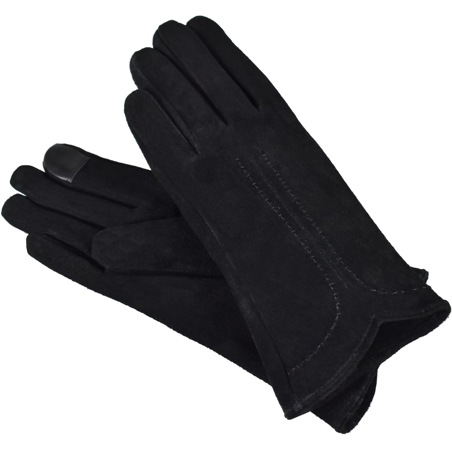 Semiline Dámské semišové antibakteriální rukavice P8215 Black M