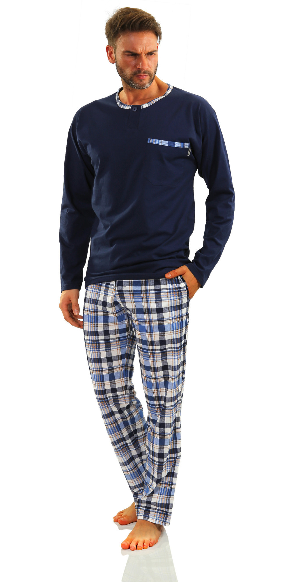 Sesto Senso Pánské pyžamo dlouhé Jasiek 2188/17 námořnická modrá XL