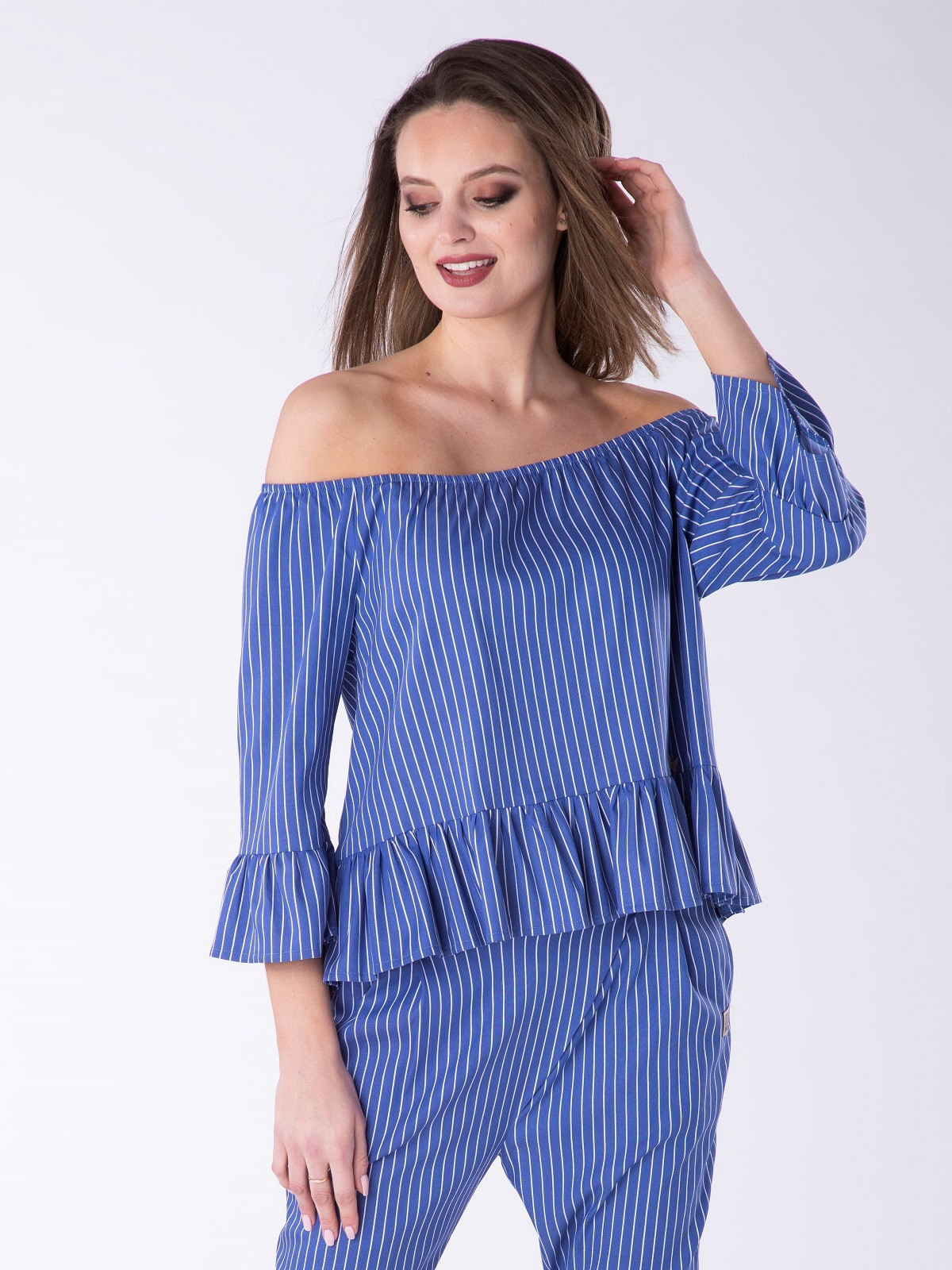 Halenka Look Made With Love 803 Frill Blue/White L/XL