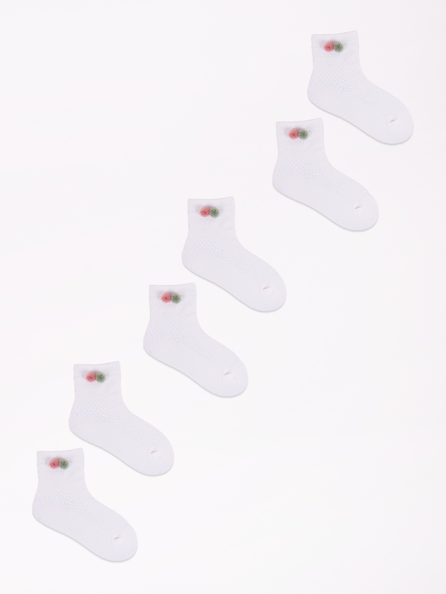Yoclub Kotníkové ponožky bez vzoru lodiček - 3 balení SKC/3D-AP/3PAK/GIR/002 White 17-19