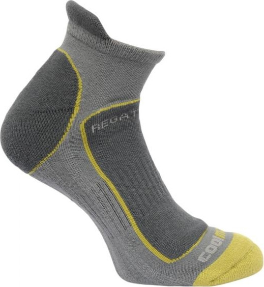 Pánské funkční ponožky Regatta RMH030 TRAIL RUNNER Granite/Oasis Green Šedá 9-12 let