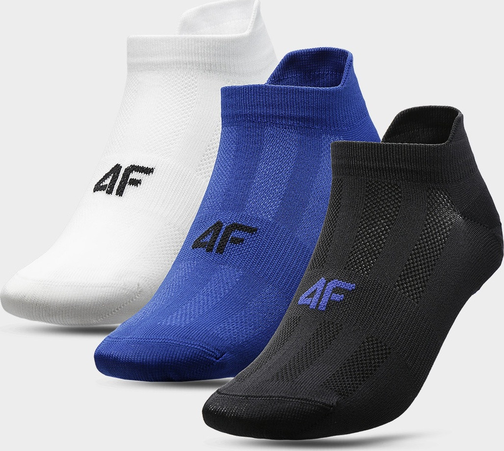 Pánské ponožky 4F SOM213 Bílé_modré_černé (3páry) Bílá 39-42