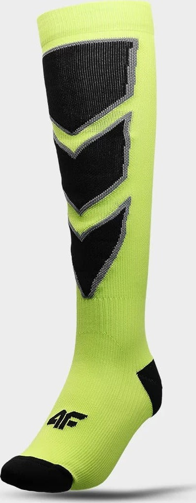 Pánské lyžařské ponožky 4F AW22UFSOM030 neonově zelené Zelená 43-46