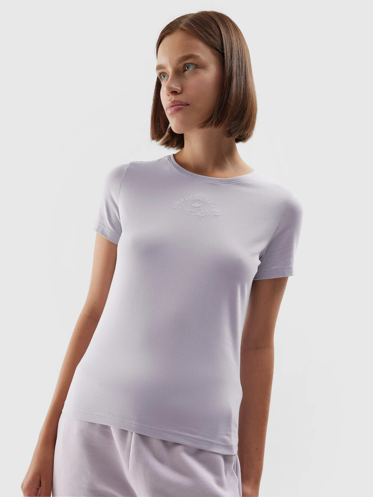 Dámské bavlněné tričko 4FAW23TTSHF0903-52S světle fialové - 4F XL