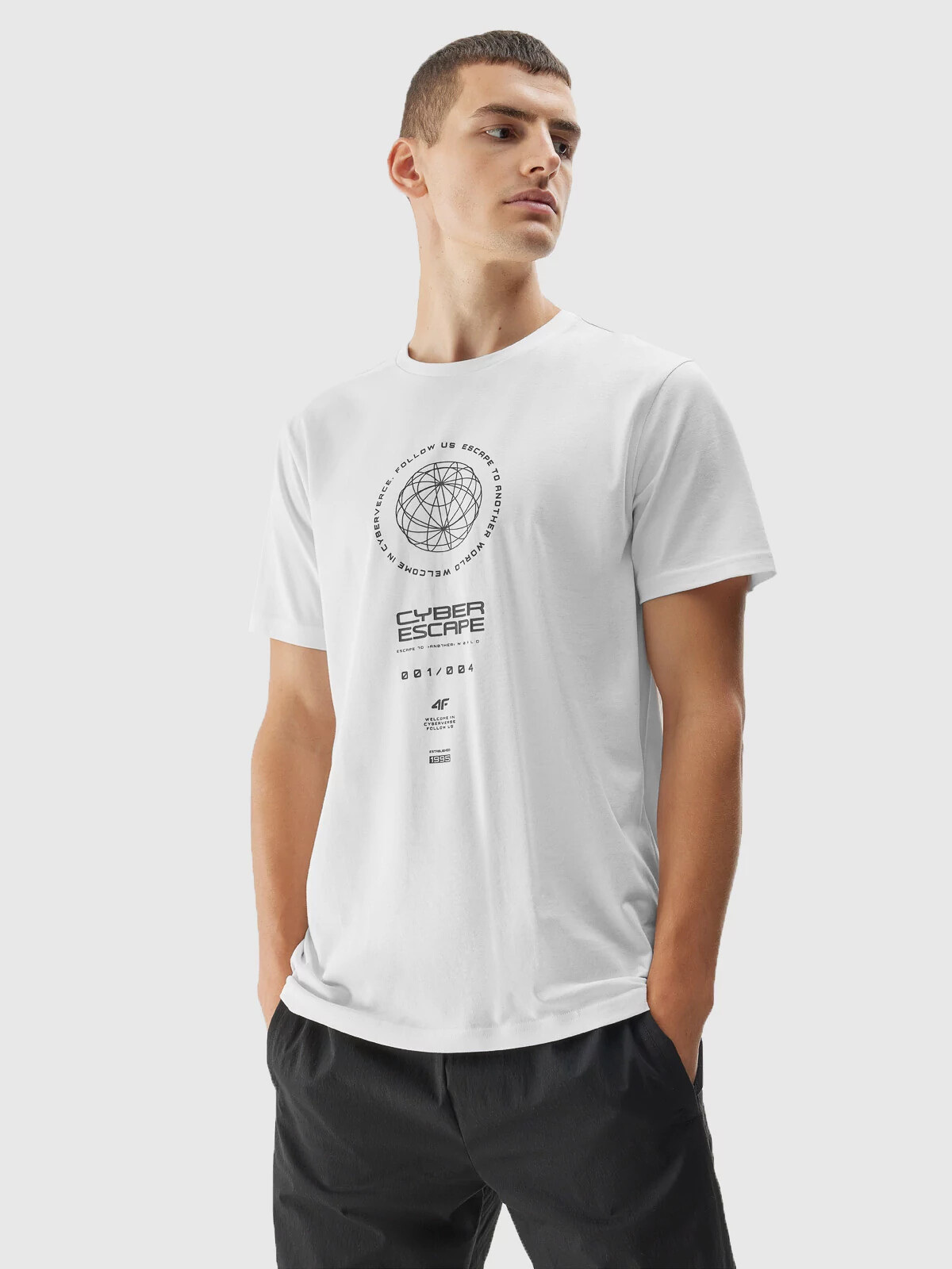 Pánské bavlněné tričko 4FAW23TTSHM0890-10S bílé - 4F XL