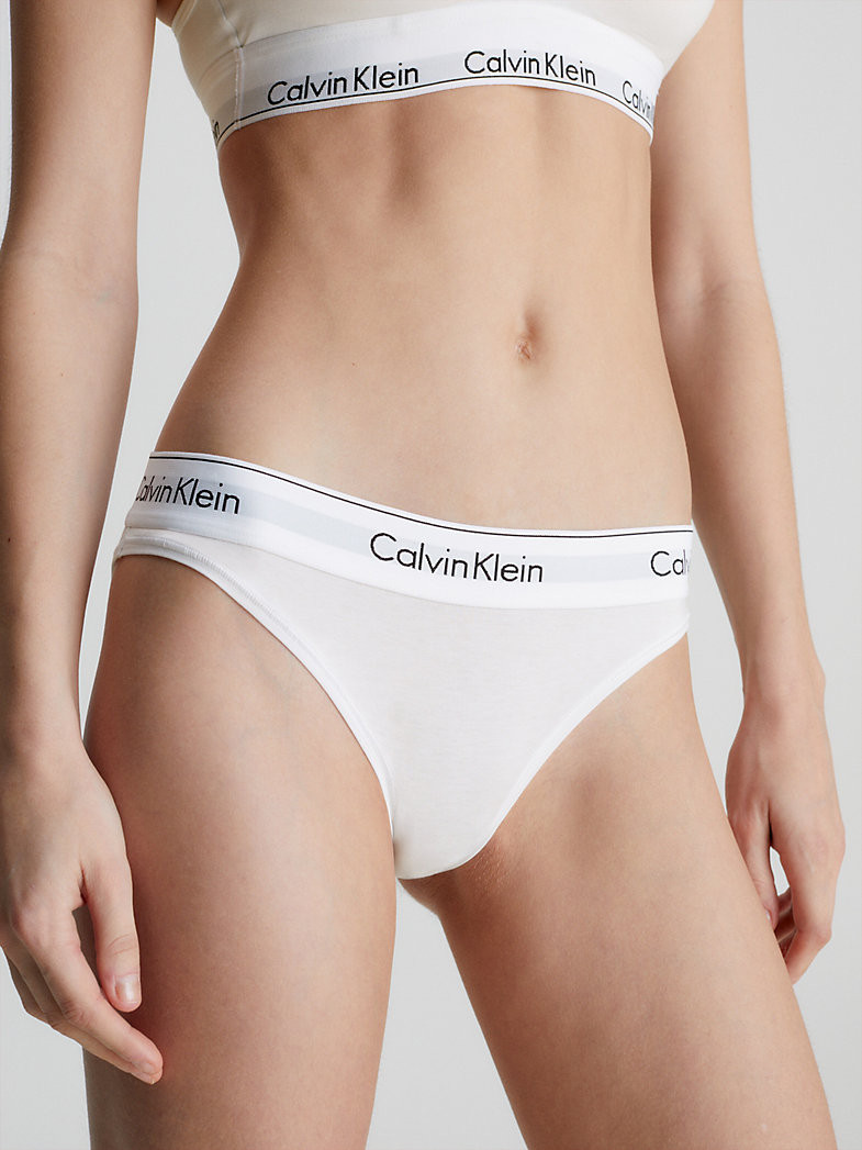 Dámské kalhotky Bikini Briefs Modern Cotton 0000F3787E100 bílá - Calvin Klein XS