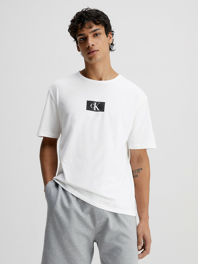 Pánské tričko Organic Cotton Lounge T-Shirt CK96 000NM2399E100 bílá - Calvin Klein L