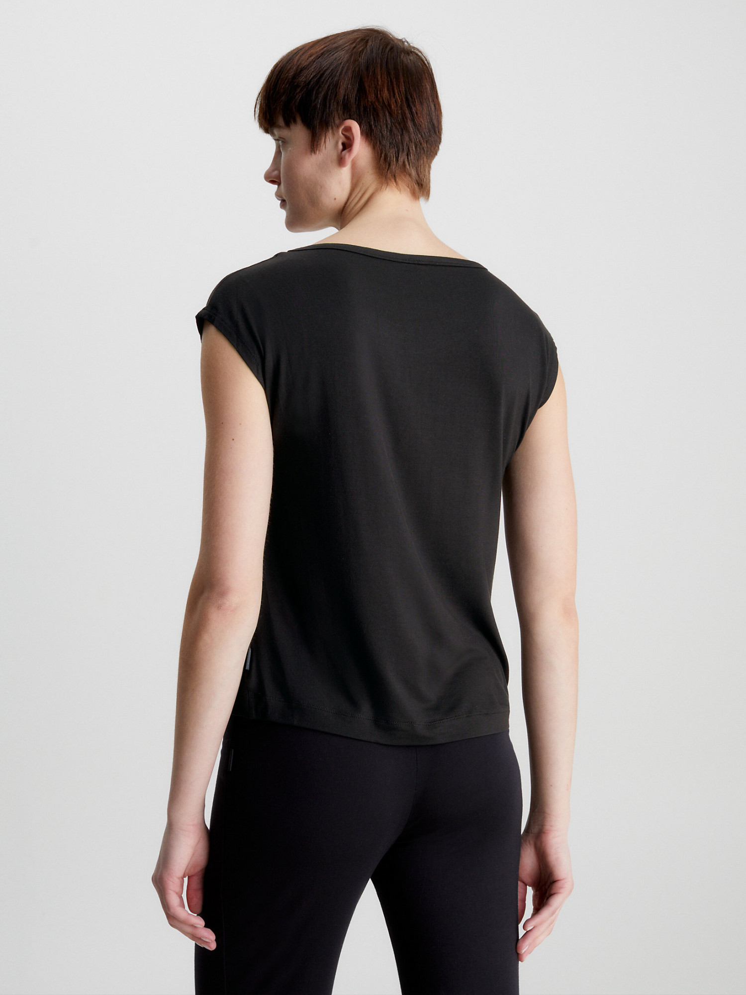 Dámské tričko Lounge T-Shirt S/S WIDE NECK 000QS6794EUB1 černá - Calvin Klein XL