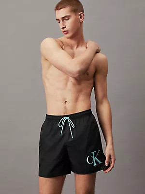 Pánské plavky Tkaný spodní díl MEDIUM DRAWSTRING KM0KM01003BEH - Calvin Klein XL