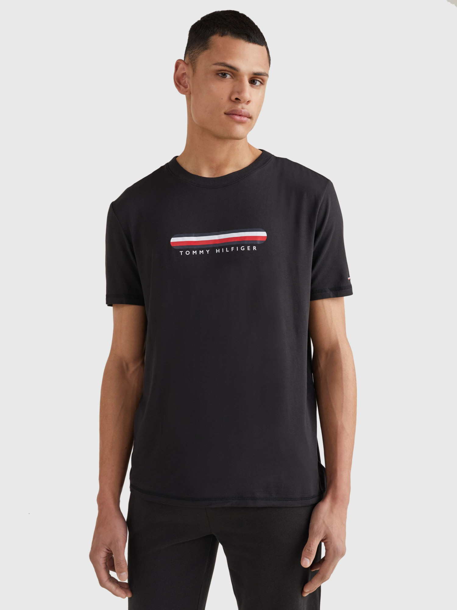 Pánské tričko SEACELL™ LOGO CREW NECK T-SHIRT UM0UM02348BDS černá - Tommy Hilfiger MD