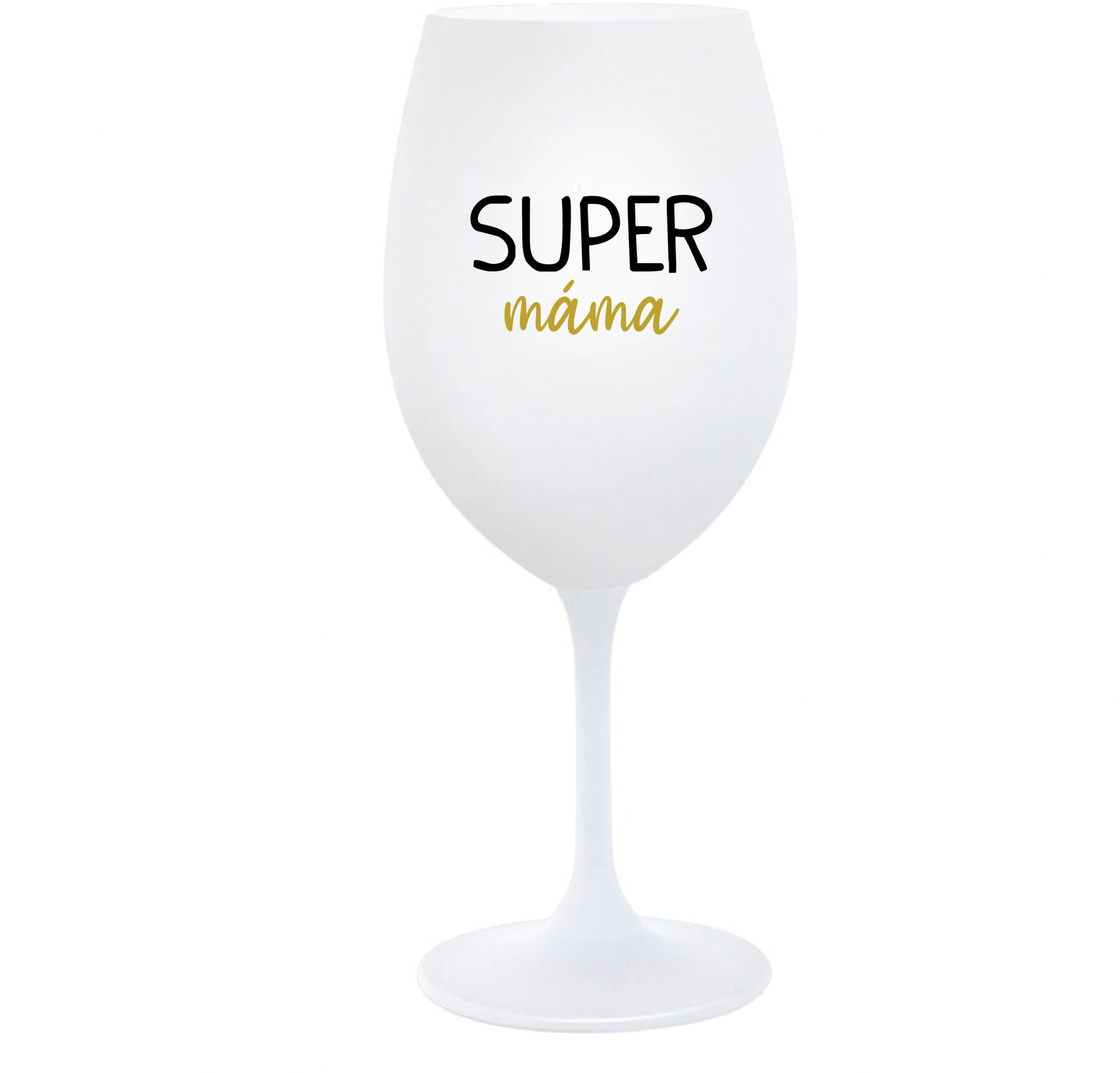 SUPER MÁMA - bílá sklenice na víno 350 ml