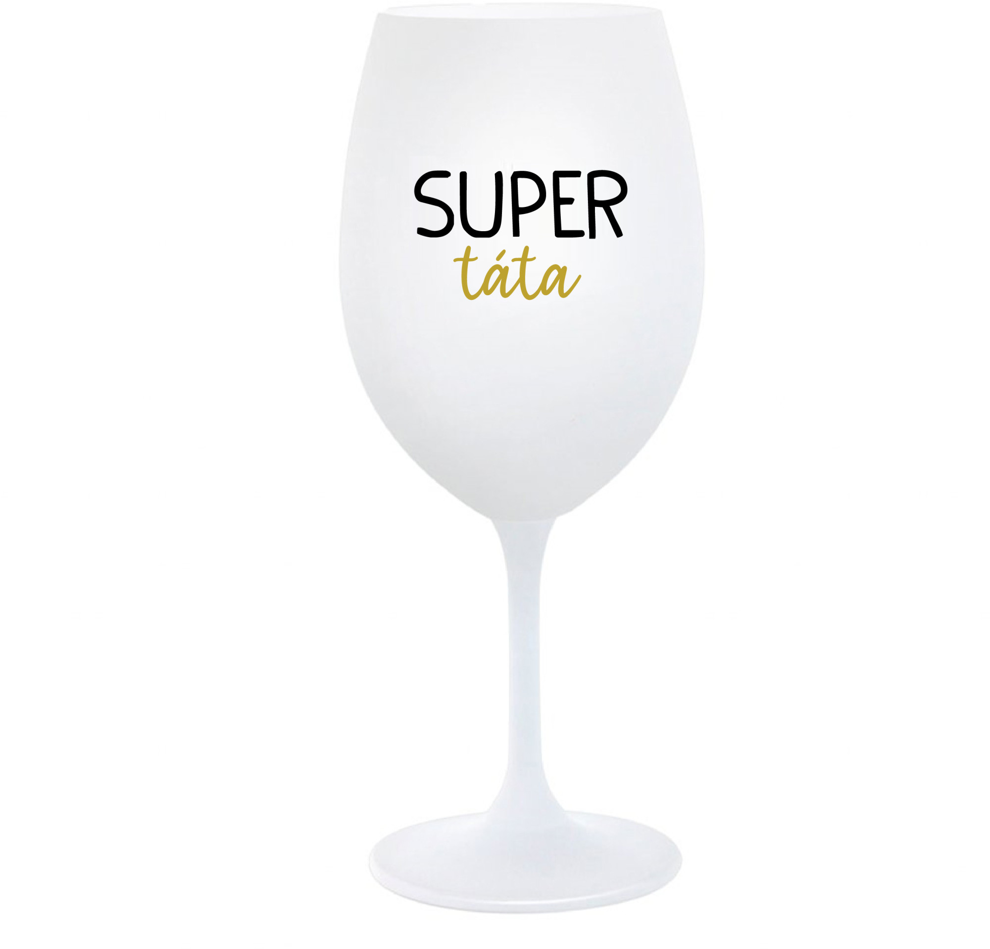 SUPER TÁTA - bílá sklenice na víno 350 ml