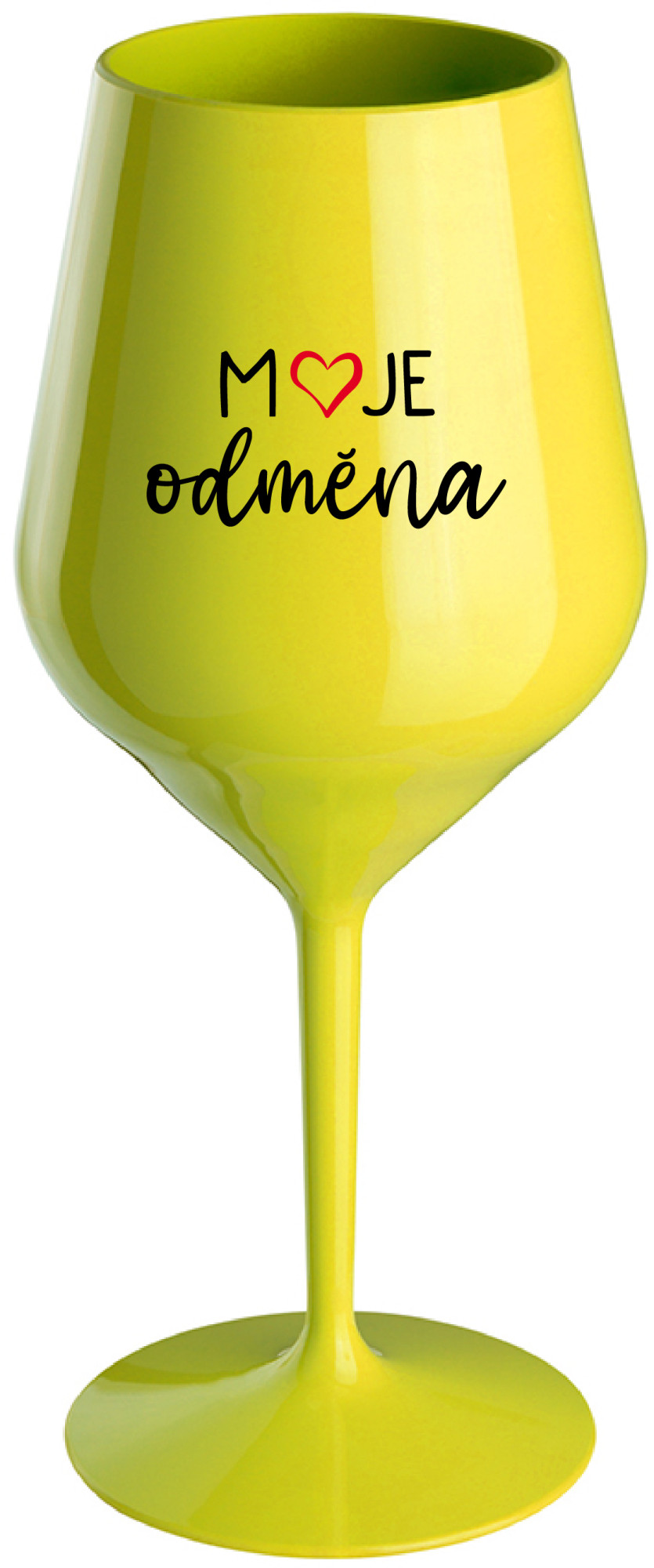MOJE ODMĚNA - žlutá nerozbitná sklenice na víno 470 ml