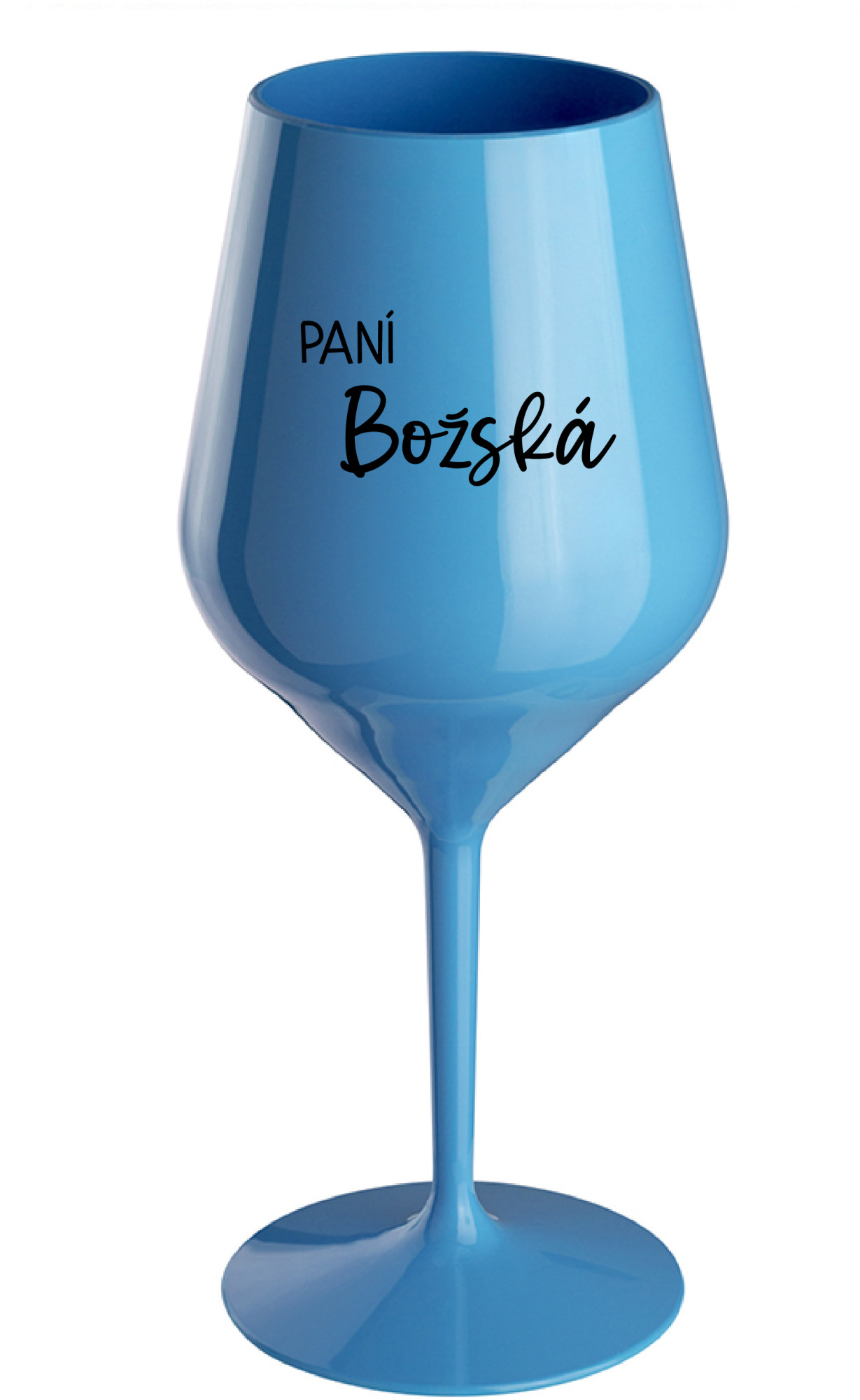 PANÍ BOŽSKÁ - modrá nerozbitná sklenice na víno 470 ml