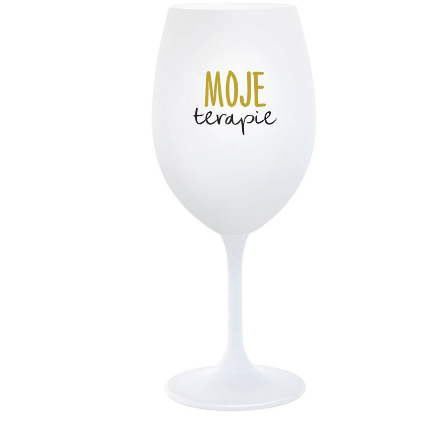 MOJE TERAPIE - bílá sklenice na víno 350 ml