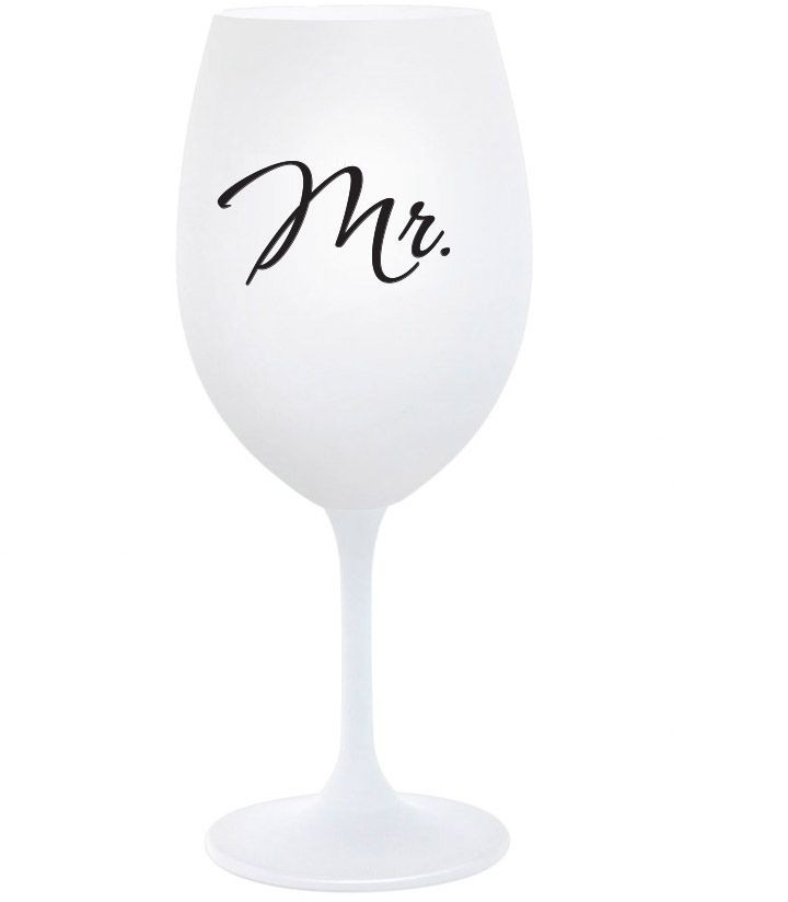 MR. - bílá sklenice na víno 350 ml