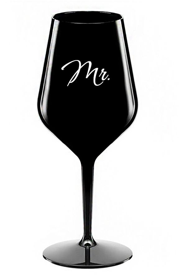 MR. - černá nerozbitná sklenice na víno 470 ml