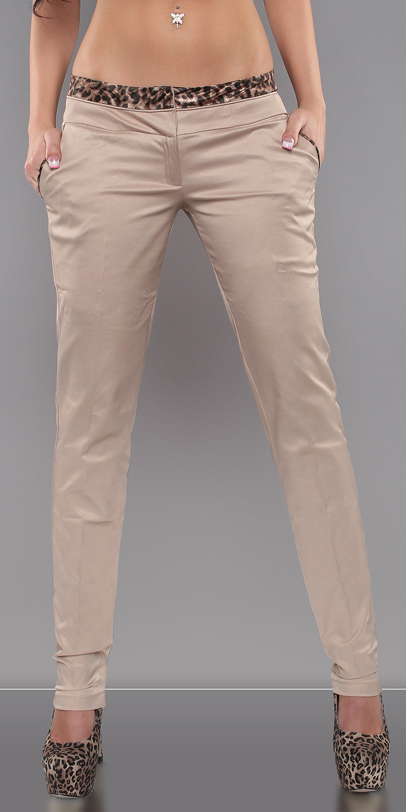 Sexy kalhoty KouCla s leoprintem brown 40